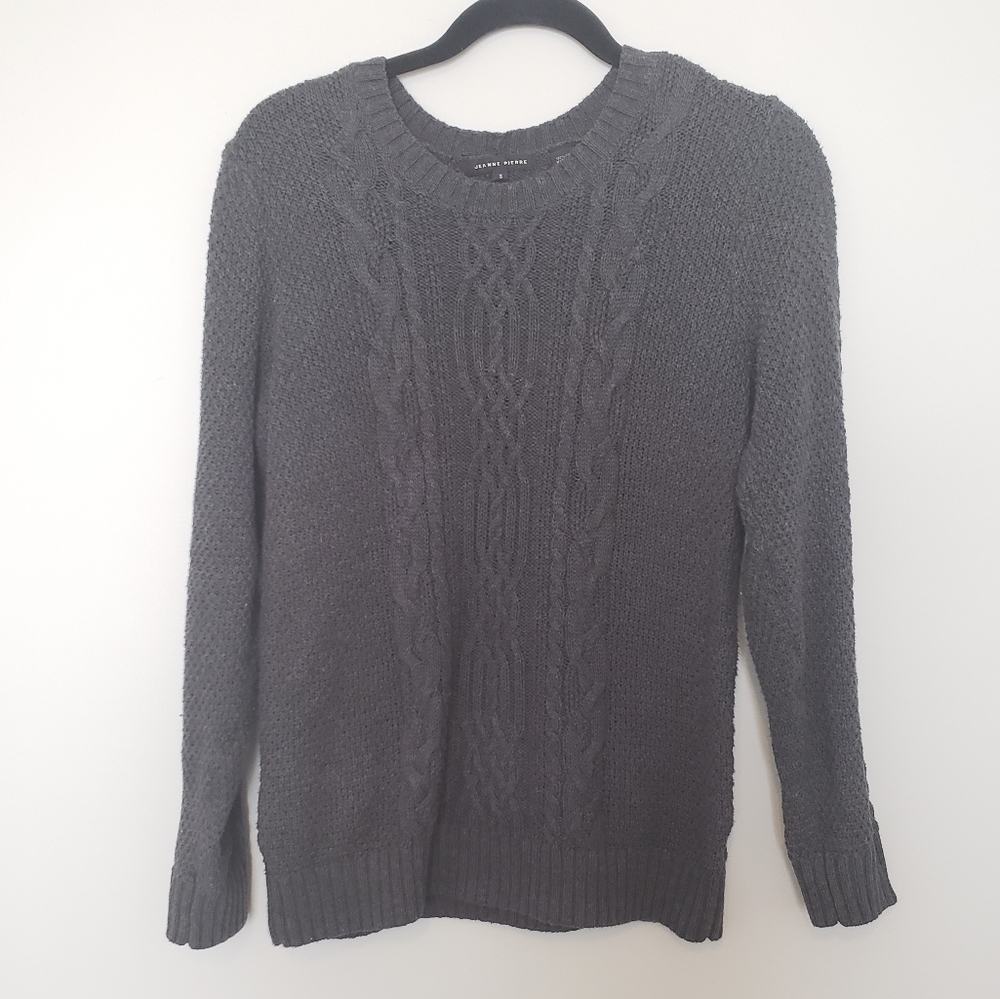 Jeanne Pierre Charcoal Cable Knit Sweater